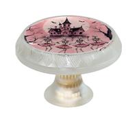Lot de 4 boutons d'armoire ronds et transparents en forme de château rose avec tête de mort pour armoires de cuisine et de salle de bain