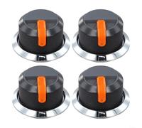 Lot de 4 boutons de 58 mm de diamètre pour appareils de cuisine, y compris le gril et le four avec anneau décoratif pour une cohérence visuelle (noir + orange)