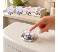 Lot de 4 boutons de chasse d'eau en forme de fleur - Résine adhésive sans | Bouton de chasse d'eau en forme de fleur, presseur de toilettes sans danger pour les ongles, accessoire de salle de bain en