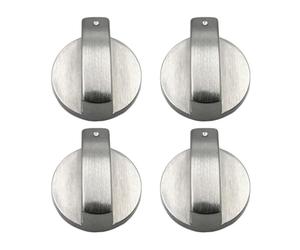 Lot de 4 boutons de commande de cuisinière à gaz en métal argenté de 8 mm, adaptateur de commutateur de four, verrouillage de contrôle de surface de cuisson, pièces de cuisinière