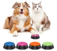 Lot de 4 boutons de communication enregistrables pour chien - Alimentés par piles - Pour entraîner votre chien à appuyer sur les boutons - Cadeau amusant pour chien