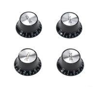 Lot de 4 boutons de contrôle de vitesse de guitare, 2 volumes, 2 tons, pièces de rechange en aluminium acrylique, finition irréprochable, noir, doré, marron, pour guitare électrique SG (noir)