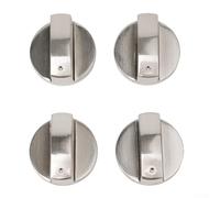 Lot de 4 boutons de cuisinière à gaz en alliage de zinc pour cuisinière, four et plaques électriques - 6 mm de diamètre, finition argentée