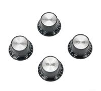 Lot de 4 boutons de guitare personnalisés pour Gibson Les et SG, contrôle du volume et de la tonalité, tige de 6 mm avec dessus argenté