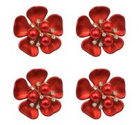 Lot de 4 boutons de manchette en forme de fleur avec perles et strass pour chemise, veste, robe, décoration de boutons, taille unique, Comme décrit, Comme décrit.