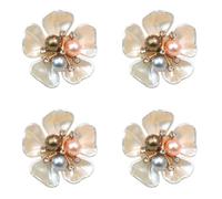 Lot de 4 boutons de manchette en forme de fleur avec perles et strass pour chemise, veste, robe, décoration de boutons, taille unique, Comme décrit, Comme décrit.