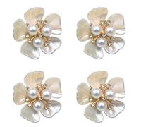 Lot de 4 boutons de manchette en forme de fleur avec perles et strass pour chemise, veste, robe, décoration de boutons, taille unique, Comme décrit, Comme décrit.