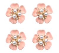 Lot de 4 boutons de manchette en forme de fleur avec perles et strass pour chemise, veste, robe, décoration de boutons, taille unique, Comme décrit, Comme décrit.