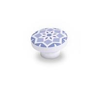 Lot de 4 boutons de meuble Carreau de ciment bleu bois H.22 x l.39 x P.39 mm