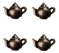 Lot de 4 boutons de meuble tendance en forme de théière, Poignée Meuble en alliage de zinc pour tiroir, placard, cuisine (doré)