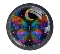 Lot de 4 boutons de placard décoratifs colorés en forme de papillon pour cuisine, salon, salle de bain, placard, pour commodes et armoires modernes