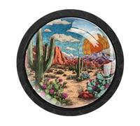 Lot de 4 boutons de placard d'été en forme de cactus avec 2 tailles de vis, 35 mm pour tiroirs de commode, cuisine, salle de bain, bureau