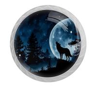 Lot de 4 boutons de placard ronds en forme de loup avec 2 tailles de vis, 35 mm, pour tiroirs de cuisine et commode, salle de bain, bureau