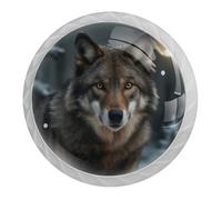 Lot de 4 boutons de placard ronds en forme de loup avec 2 tailles de vis, 35 mm, pour tiroirs de cuisine et commode, salle de bain, bureau