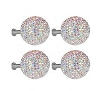 Lot de 4 boutons de placard tendance en strass pour armoire, tiroir, placard, décoration de meubles, facile à installer pour commode, mode