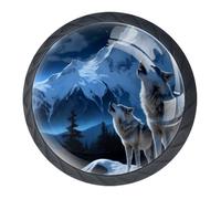 Lot de 4 boutons de porte ronds en forme de loup lunaire de 35 mm pour portes d'armoires de cuisine, meubles de cuisine, avec vis de 2 tailles