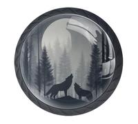 Lot de 4 boutons de porte ronds noirs en forme de loup, 35 mm, pour portes d'armoires de cuisine, meubles avec vis de 2 tailles