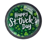 Lot de 4 boutons de porte trèfle porte-bonheur, 35 mm, ronds noirs pour portes d'armoires de cuisine, meubles de cuisine, avec 2 tailles de vis