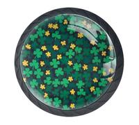 Lot de 4 boutons de porte trèfle porte-bonheur, 35 mm, ronds noirs pour portes de cuisine, armoires de cuisine, meubles avec 2 tailles de vis