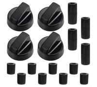 Lot de 4 boutons de rechange pour four électrique à gaz (noir) | Finition noire de jais, matériau en PVC, résiste aux températures élevées, design facile à prendre en main, lot de 4