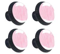 Lot de 4 boutons de tiroir à rayures féminines avec fond sans couture - 35 mm - Base noire - Boutons de commode, de placard, de porte d'armoire, poignées de quincaillerie pour cuisine, chambre à