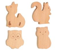 Lot de 4 boutons de tiroir à trou unique en bois de hêtre massif pour placard, commode, armoire, porte de meuble, poignée de rechange en bois naturel