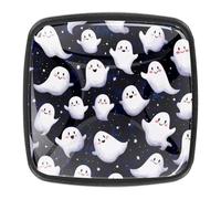 Lot de 4 boutons de tiroir mignons sans couture avec fond d'Halloween - Base noire - 30 mm - Boutons de commode - Poignées de placard pour cuisine, chambre à coucher, placard