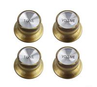 Lot de 4 boutons de vitesse pour guitare LP pour basse électrique SG 6 mm - Contrôle du volume - Noir et doré (doré)