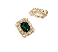 Lot de 4 boutons luxe ovales en strass, 24 x 20 mm, or, avec grandes perles, style vintage, brillant, à la mode, for couture pour chemise, adaptées à la couture(Green)