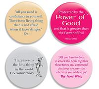 Lot de 4 boutons Pinback Magicien d'Oz (5,7 cm), multicolore, Large