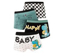 Lot de 4 boxers de ski pour filles et garçons - Confortables - Respirants - Doux - Taille élastique - Pour tous les jours - Activités de plein air - 3-14 boxers pour garçons - Motif dinosaure, Vert