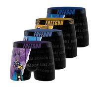 FREEGUN Boxer Enfant Dragon Ball Super, Caleçon Garçon, Confortable & Ultra-Doux (Lot de 4), Taille 8/10 Ans - Noir/Violet/Orange/Bleu/Or