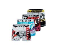 FREEGUN Boxer Enfant, Caleçon Garçon Sport Extreme, Doux & Respirant (Lot de 4), Bleu Taille 8 ans/10 Ans