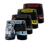 FREEGUN Boxer Enfant Savage Animals, Caleçon Garçon Respirant, Stretch et Doux (Lot de 4), Noir Taille 14 ans/16 Ans