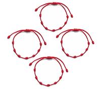 Lot de 4 bracelets 7 nœuds et bracelet fil rouge du destin - Bracelet Kabbale de corde pour sorte, amitié et amulette - Réglable - protection de mal d'œil pour couple amour homme et femme