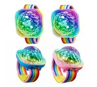 Lot de 4 bracelets à boule disco - Montre LED avec activation sonore - Lumière disco brillante - Portable - Lumières d'ambiance clignotantes colorées rechargeables