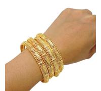 Lot de 4 bracelets de mariage africains éthiopiens de Dubaï pour femme - Bracelet indien du Moyen-Orient