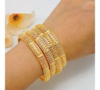Lot de 4 bracelets de mariage dorés Dubaï pour femmes arabes éthiopiens bracelets brésiliens Moyen-Orient bijoux cadeaux