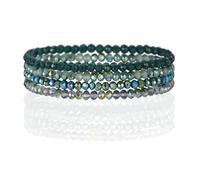 Lot de 4 bracelets de perles pour femme - Bracelets d'amitié - Bracelets de perles - Bracelet à breloques - Beau bracelet en pierres multicouches - Cadeau d'anniversaire entre amies (vert)