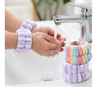 Lot de 4 bracelets de poignet en polaire corail doux pour laver le visage, serviettes absorbantes pour arrêter l'écoulement de l'eau, pour le maquillage et le spa