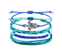 Lot de 4 bracelets d'été bohèmes, jolis bracelets réglables en coquillage | Bracelet d'amitié réglable avec revêtement ciré fait à la main, bracelets de cheville d'été pour femmes et adolescentes