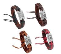 Lot de 4 bracelets en cuir tressé à la main avec inscription « I Love Jesus » pour homme
