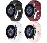 Lot de 4 bracelets en silicone pour montre intelligente Amazfit GTR 3 Pro/GTR 3/GTR 2e/GTR 2/Amazfit GTR 47 mm, 22 mm, bracelet de rechange doux à dégagement rapide avec boucle simple, bracelet de sport pour homme et femme