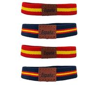 Lot de 4 bracelets en tissu élastique avec drapeau de l'Espagne pour homme et femme (ESP2), Estándar, Cuir
