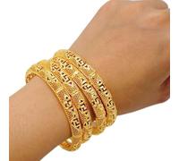 Lot de 4 bracelets éthiopiens Dubaï couleur or pour femmes bracelets africains brésiliens bijoux Moyen-Orient
