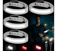 Lot de 4 bracelets LED USB COB - Bandes réfléchissantes - Pour enfants - Lumière de sécurité pour le jogging, la course, le sport