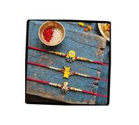 Lot de 4 bracelets Rakhi pour frère traditionnels faits à la main avec perles colorées Rakhi pour Bhaiya Fancy Rakhee pour festival indien Rakhsha Bandhan Rakhi Combo, Filetage, Filetage