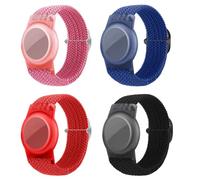 Lot de 4 bracelets tressés pour enfants compatibles avec AirTag, support de suivi GPS pour enfants pour Apple Air Tag, bracelet de montre réglable en nylon anti-perte pour enfants (couleur unie)
