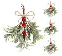 Lot de 4 Branches de Gui Artificielles de 23cm, Gui Artificiel Givré avec Baies Rouges, Décoration de Noël, gui à Paillettes pour Arbre/Porte