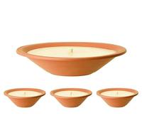 Lot de 4 braseros pour l'extérieur - Bougies d'extérieur en terre cuite - Parfait pour votre jardin - Brasero en lot de 4 - Durée de combustion : 13 h - 23 x 7 cm